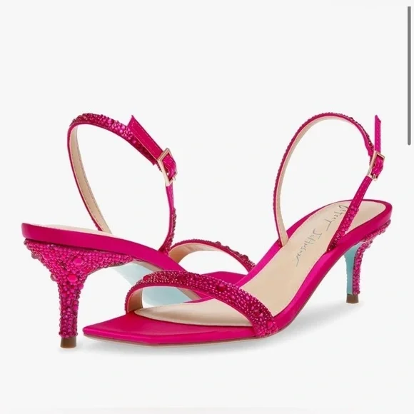 Betsy Johnson Rebel Sling back Kitten Heels Sandals in Fuchsia Women’s size 7.5 - Picture 11 of 12